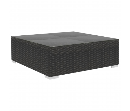 Set muebles de jardín 12 pzas y cojines ratán sintético negro