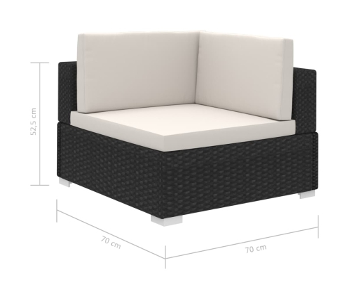 Set muebles de jardín 12 pzas y cojines ratán sintético negro