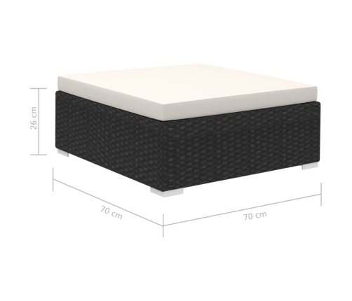 Set muebles de jardín 12 pzas y cojines ratán sintético negro