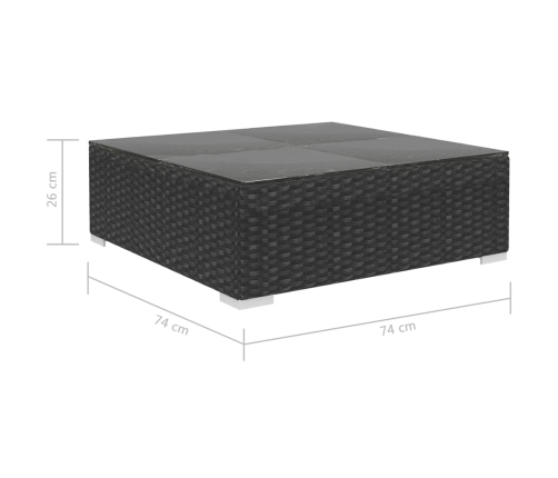 Set muebles de jardín 12 pzas y cojines ratán sintético negro