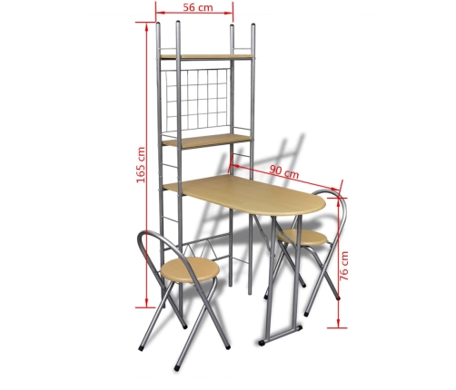 Juego de muebles de barra de cocina plegable con 2 sillas