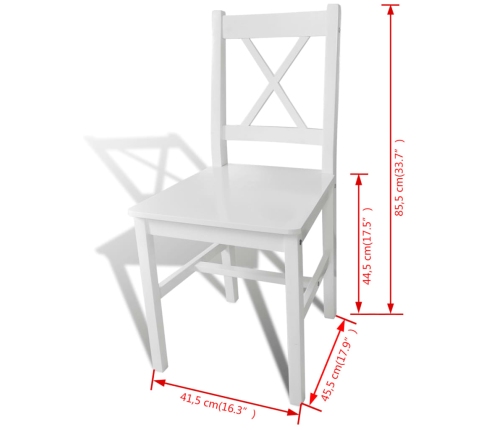 Sillas de comedor 2 unidades madera de pino blanco