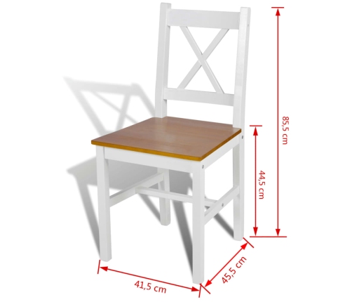 Sillas de comedor 2 unidades madera de pino blanco