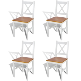 Sillas de comedor 4 unidades madera de pino blanco