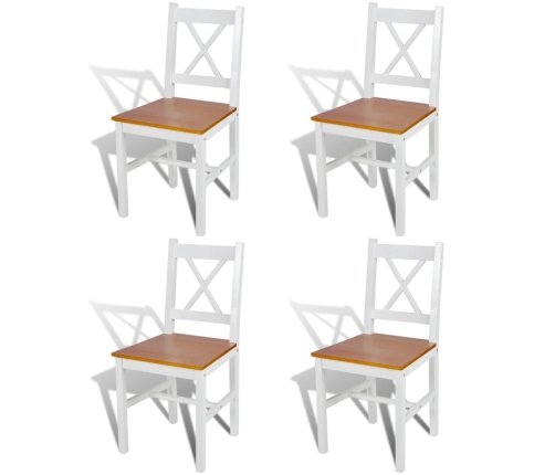 Sillas de comedor 4 unidades madera de pino blanco