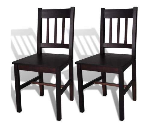 Sillas de comedor 2 unidades madera de pino marrón oscuro
