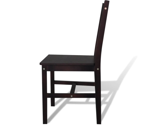 Sillas de comedor 2 unidades madera de pino marrón oscuro