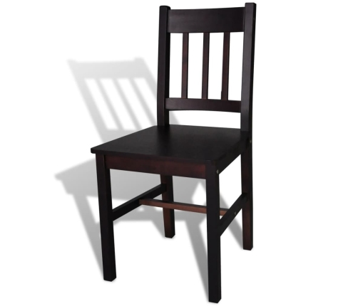 Sillas de comedor 2 unidades madera de pino marrón oscuro