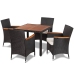 Set comedor de jardín 5 piezas y cojines ratán sintético negro