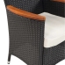 Set comedor de jardín 5 piezas y cojines ratán sintético negro
