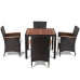 Set comedor de jardín 5 piezas y cojines ratán sintético negro