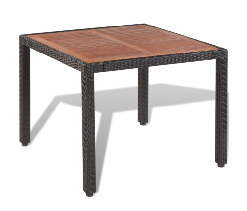 Set comedor de jardín 5 piezas y cojines ratán sintético negro