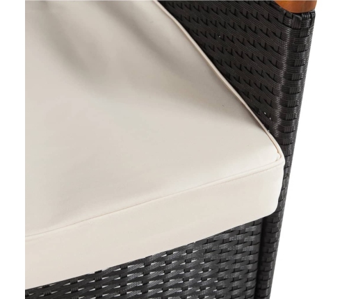 Set comedor de jardín 5 piezas y cojines ratán sintético negro