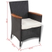 Set comedor de jardín 5 piezas y cojines ratán sintético negro