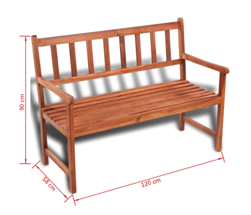 Banco de jardín madera maciza de acacia 120 cm