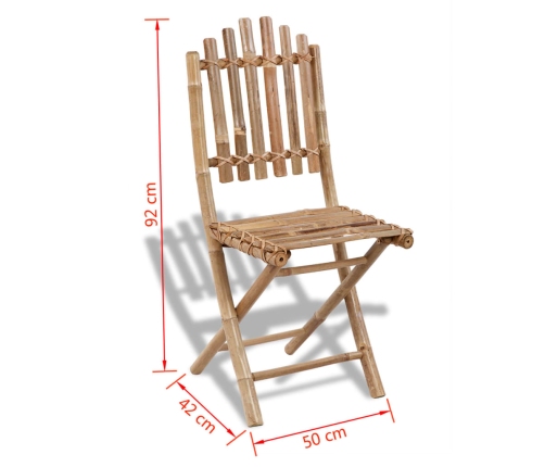 vidaXL Sillas de jardín plegables 2 unidades bambú