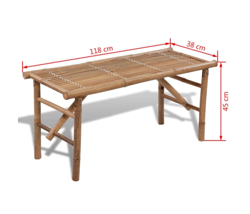 Banco de jardín plegable bambú 118 cm