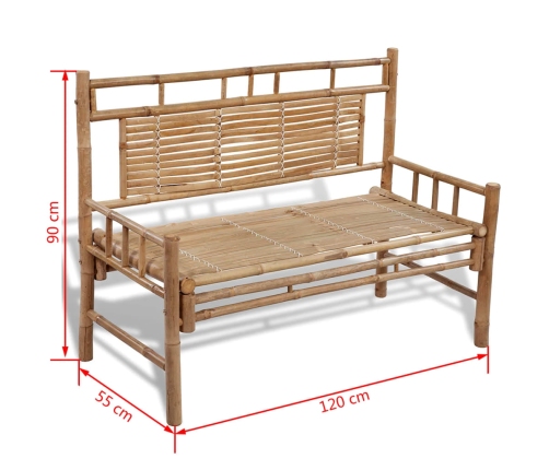 vidaXL Banco de jardín plegable bambú 120 cm