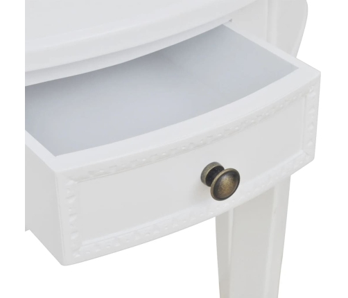 vidaXL Mesa consola semicircular con cajón blanca