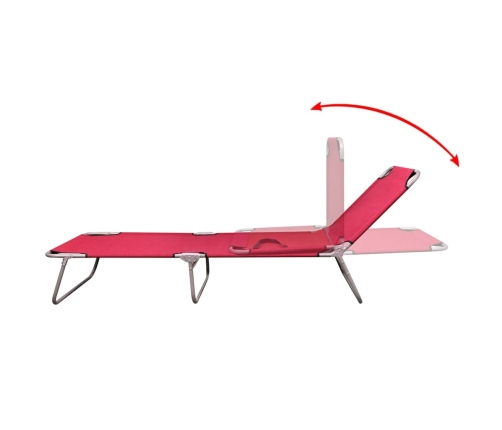 Tumbona plegable de acero con recubrimiento polvo rojo