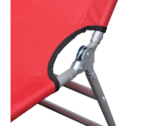 Tumbona plegable de acero con recubrimiento polvo rojo