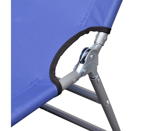 vidaXL Tumbona plegable de acero con cojín de cabeza acero azul