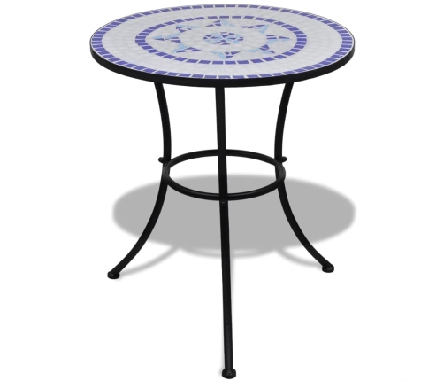 Mesa de bistro terraza mosaico azul y blanco 60 cm