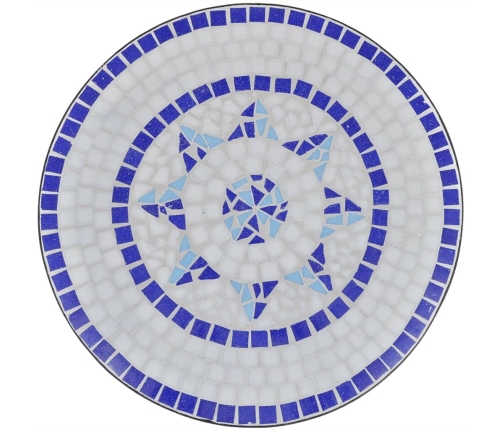 vidaXL Mesa de bistro terraza mosaico azul y blanco 60 cm