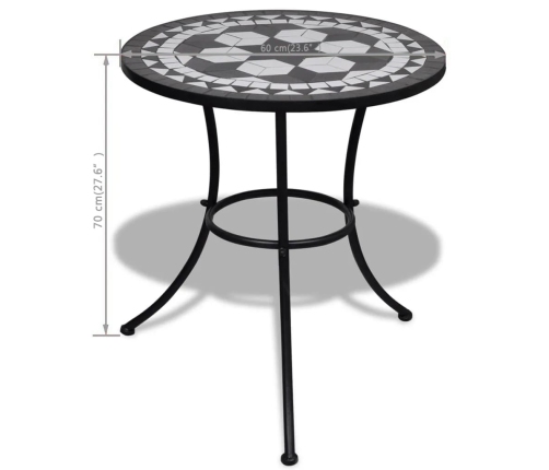 Mesa de bistro terraza mosaico negro y blanco 60 cm