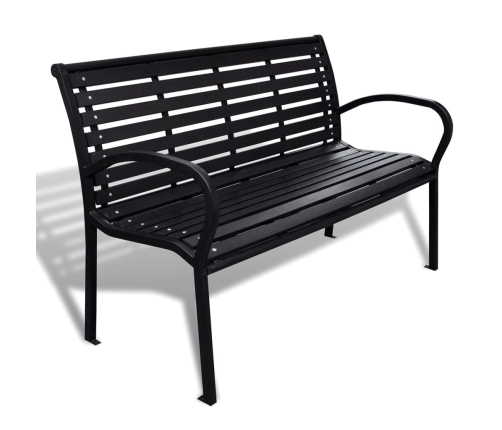 vidaXL Banco de jardín acero y WPC negro 125 cm