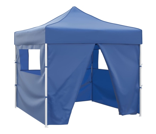 Cenador plegable azul con 4 paredes 3x3 m