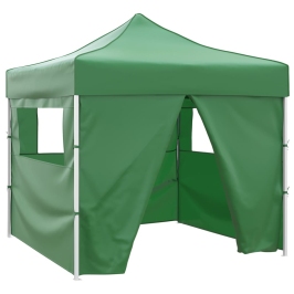 Cenador plegable verde con 4 paredes 3x3 m