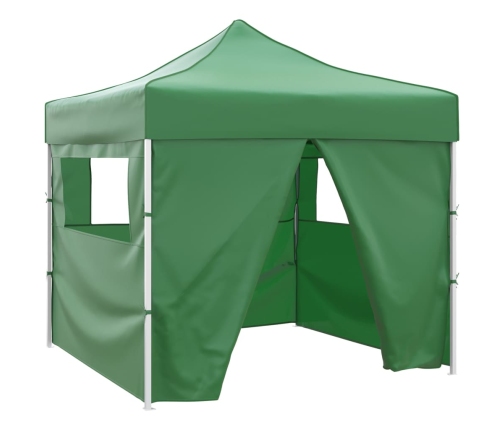 Cenador plegable verde con 4 paredes 3x3 m