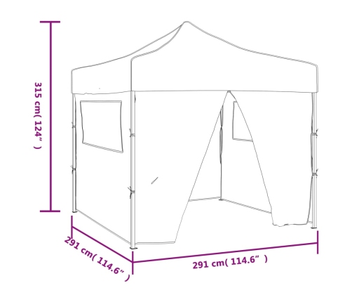 Cenador plegable verde con 4 paredes 3x3 m