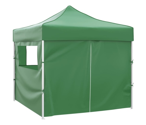 Cenador plegable verde con 4 paredes 3x3 m