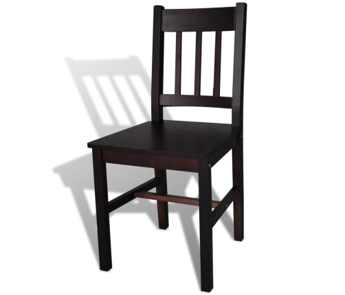Sillas de comedor 6 unidades madera de pino marrón oscuro