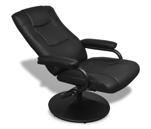 Sillón de TV con reposapiés cuero sintético sintético negro