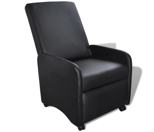 Sillón plegable de cuero sintético negro