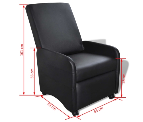 Sillón plegable de cuero sintético negro