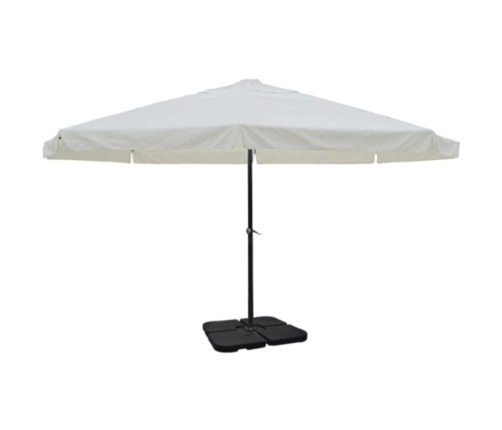 Sombrilla de jardín con base portátil aluminio blanco