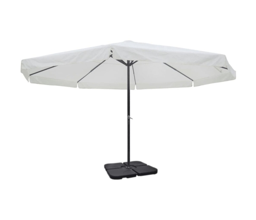 Sombrilla de jardín con base portátil aluminio blanco