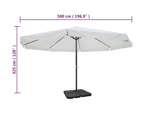 Sombrilla de jardín con base portátil aluminio blanco