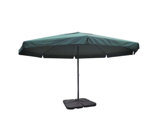 Sombrilla de jardín con base portátil aluminio verde