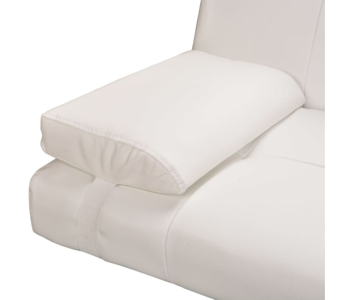 Sofá cama con dos cojines cuero artificial ajustable crema