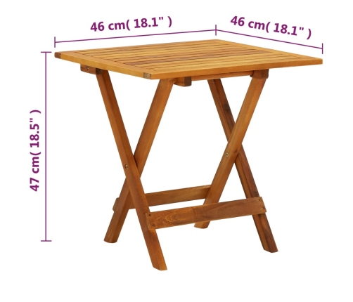 Mesa para terraza bistró madera maciza de acacia 46x46x47 cm