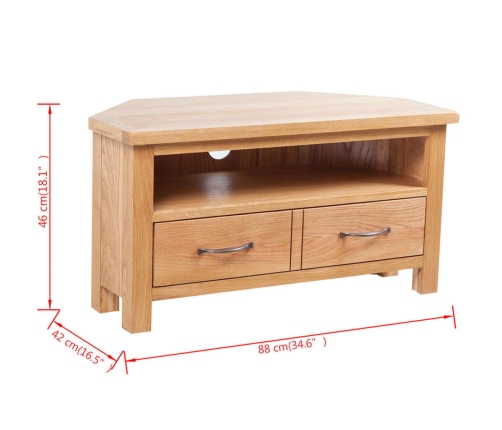 Mueble para TV con cajones madera maciza de roble 88x42x46 cm