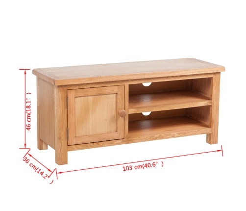 Mueble para TV madera maciza de roble 103x36x46 cm