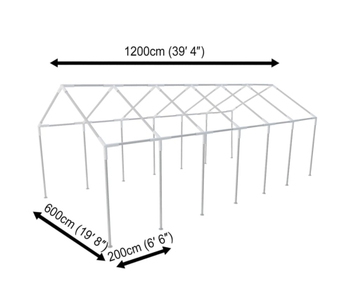 Estructura de toldo de aceros para eventos, 12 x 6 cm