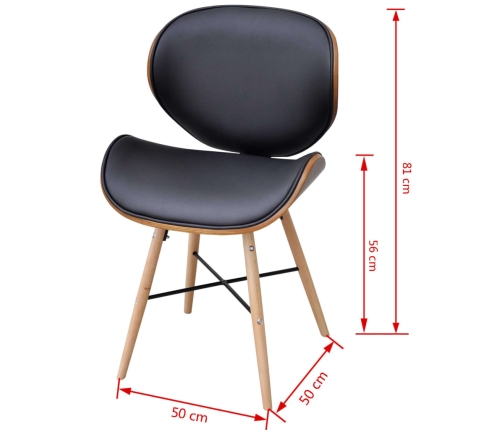 Sillas de comedor 2 unidades madera curvada y cuero sintético