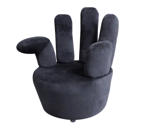 Sillón en forma de mano de terciopelo negro